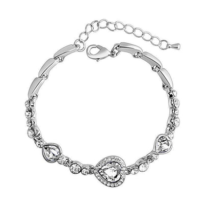 Love Heart-Shaped Crystal Bracelet YongxiJewelry White