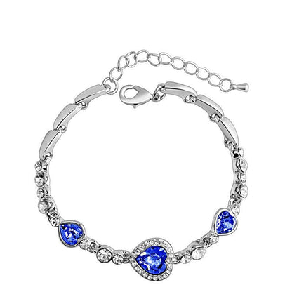 Love Heart-Shaped Crystal Bracelet YongxiJewelry Blue