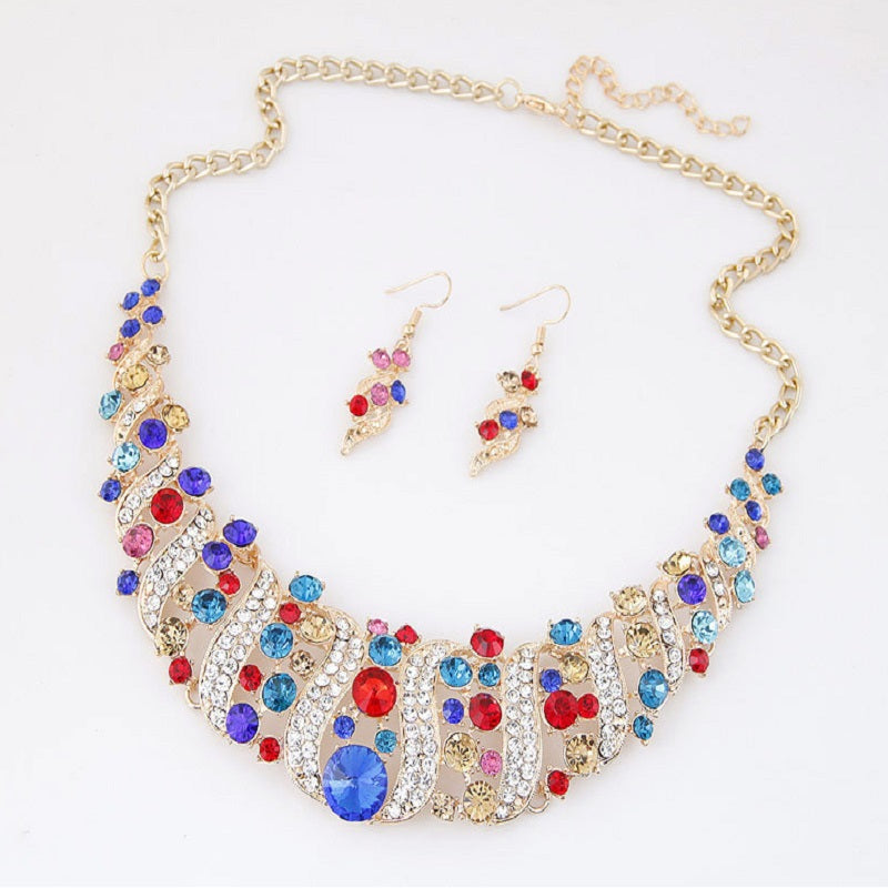 Gemstone Necklace & Earrings Set YongxiJewelry Multicolor 3