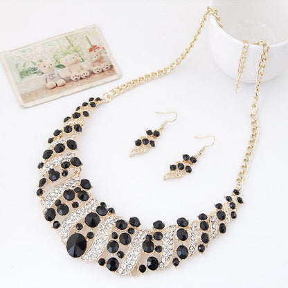 Gemstone Necklace & Earrings Set YongxiJewelry Black