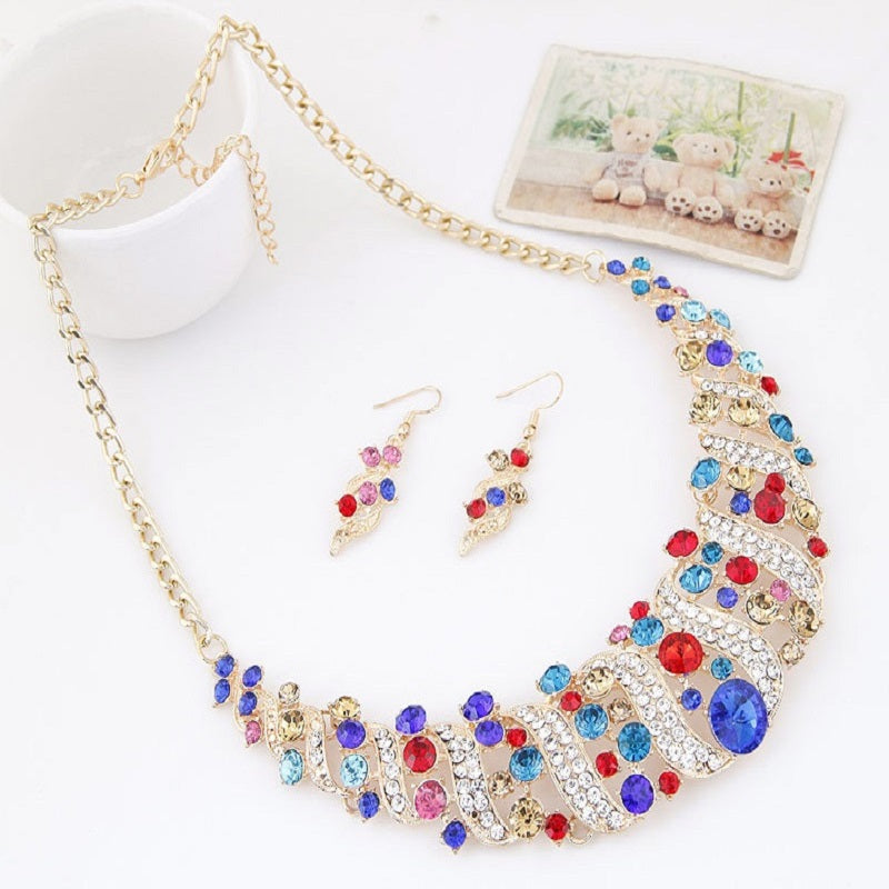 Gemstone Necklace & Earrings Set YongxiJewelry Multicolor 2