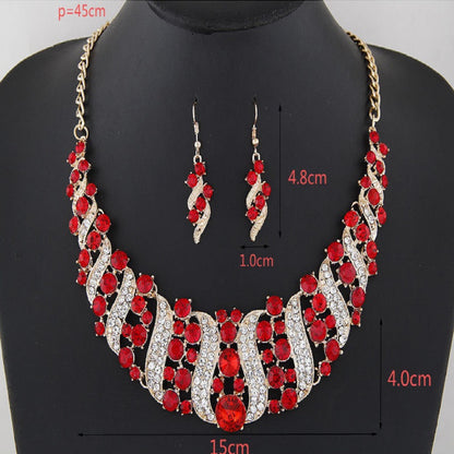 Gemstone Necklace & Earrings Set YongxiJewelry Red 2