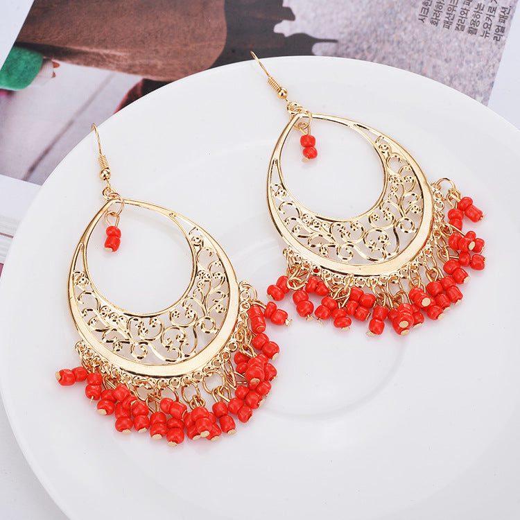 Golden Hoop Earrings with Elegant Color Beads YongxiJewelry 1