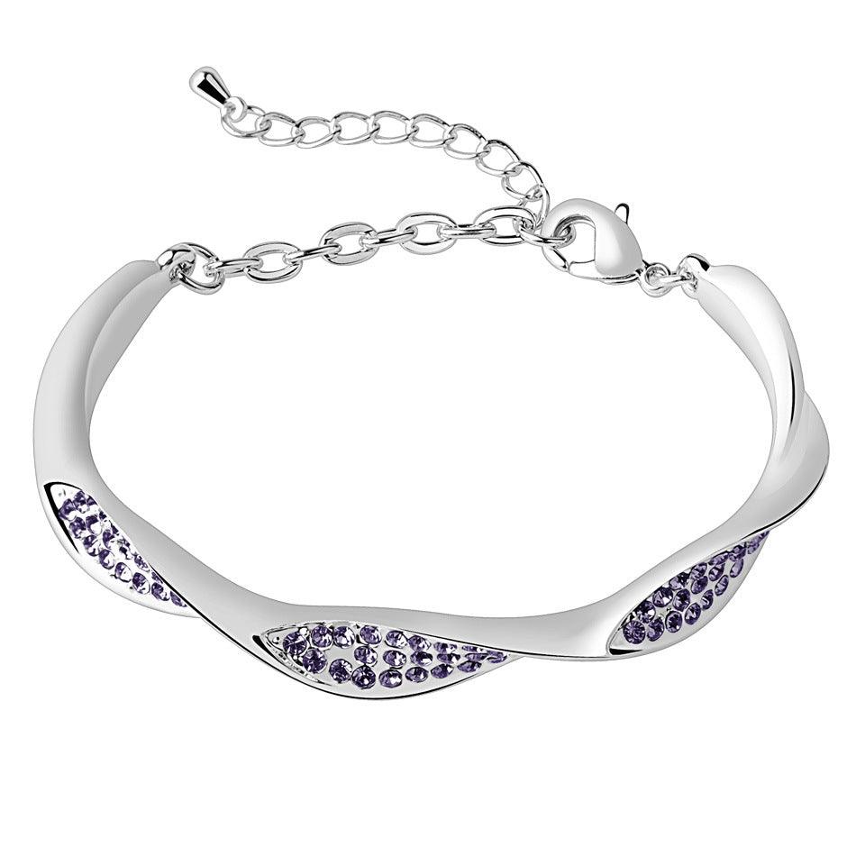 Water Wave Rhinstone Bracelet YongxiJewelry Purple