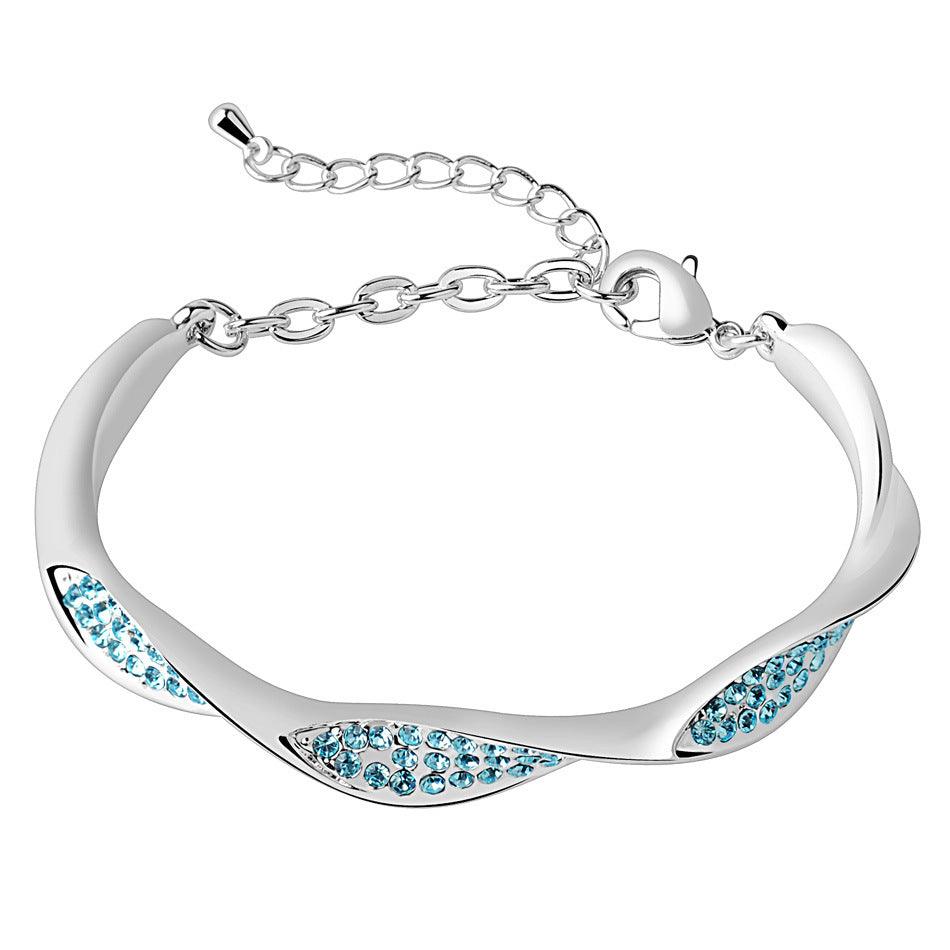 Water Wave Rhinstone Bracelet YongxiJewelry Blue