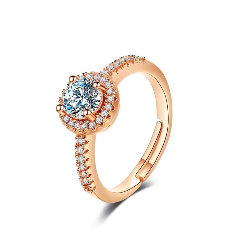 Adjustable Rhinestones Ring YongxiJewelry Rose Gold