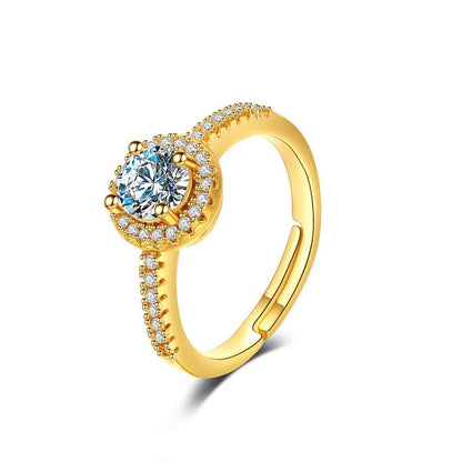 Adjustable Rhinestones Ring YongxiJewelry Gold