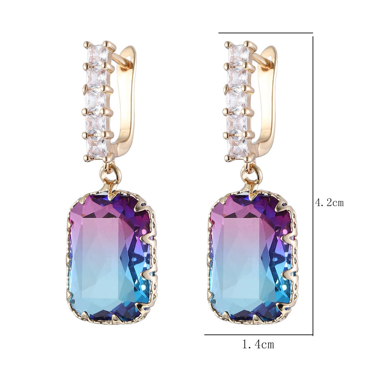 Aurora Borealis Square Crystal Earrings  YongxiJewelry 6