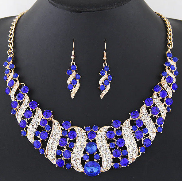 Gemstone Necklace & Earrings Set YongxiJewelry Blue