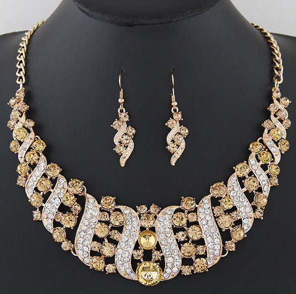 Gemstone Necklace & Earrings Set YongxiJewelry Champagne