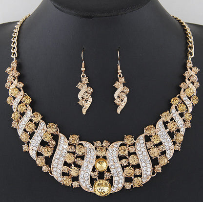 Gemstone Necklace & Earrings Set YongxiJewelry Champagne