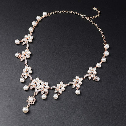 Charming Floral Rhinestones And Pearl Jewelry Set YongxiJewelry 4