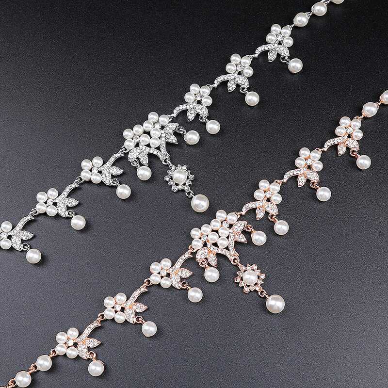 Charming Floral Rhinestones And Pearl Jewelry Set YongxiJewelry 7