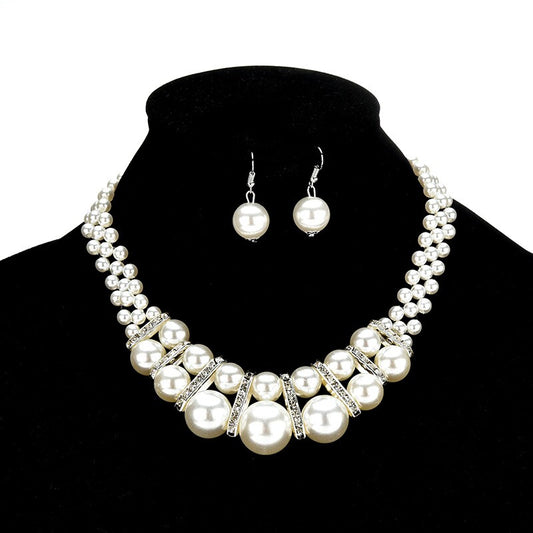 Charming Pearl Necklace and Earrings Set 2
