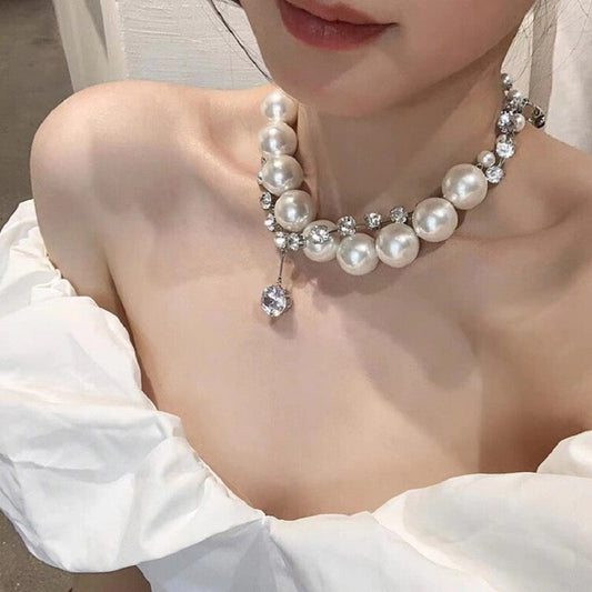 Charming Pearl and Rhinestones Necklace YongxiJewelry  1