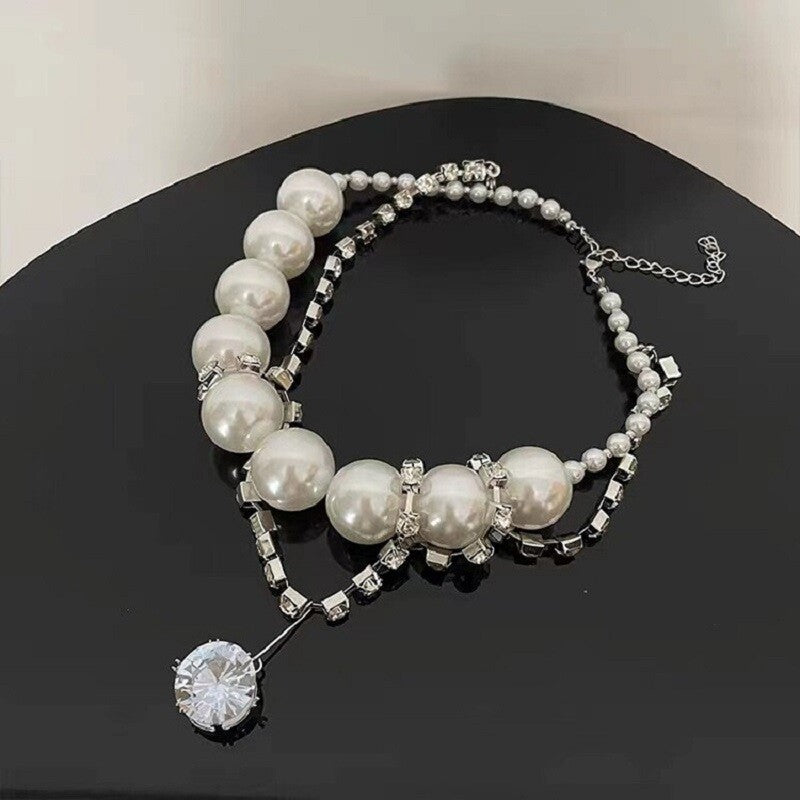 Charming Pearl and Rhinestones Necklace YongxiJewelry  2