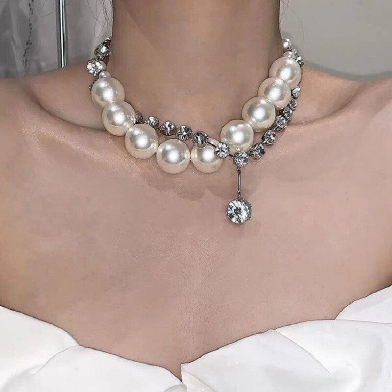 Charming Pearl and Rhinestones Necklace YongxiJewelry  6