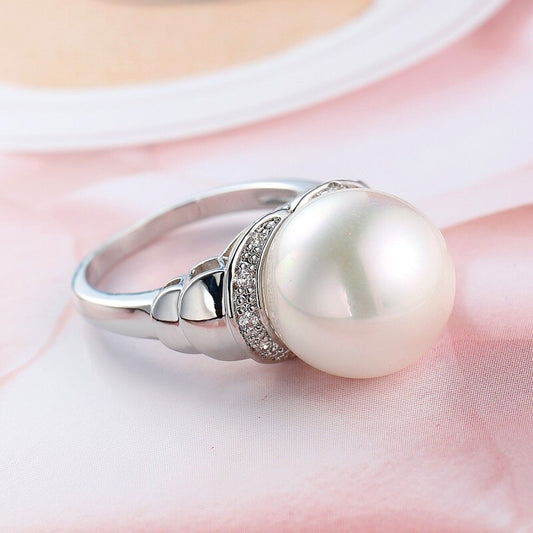 Charming Rhinestones Pearl Silver Ring YongxiJewelry 1