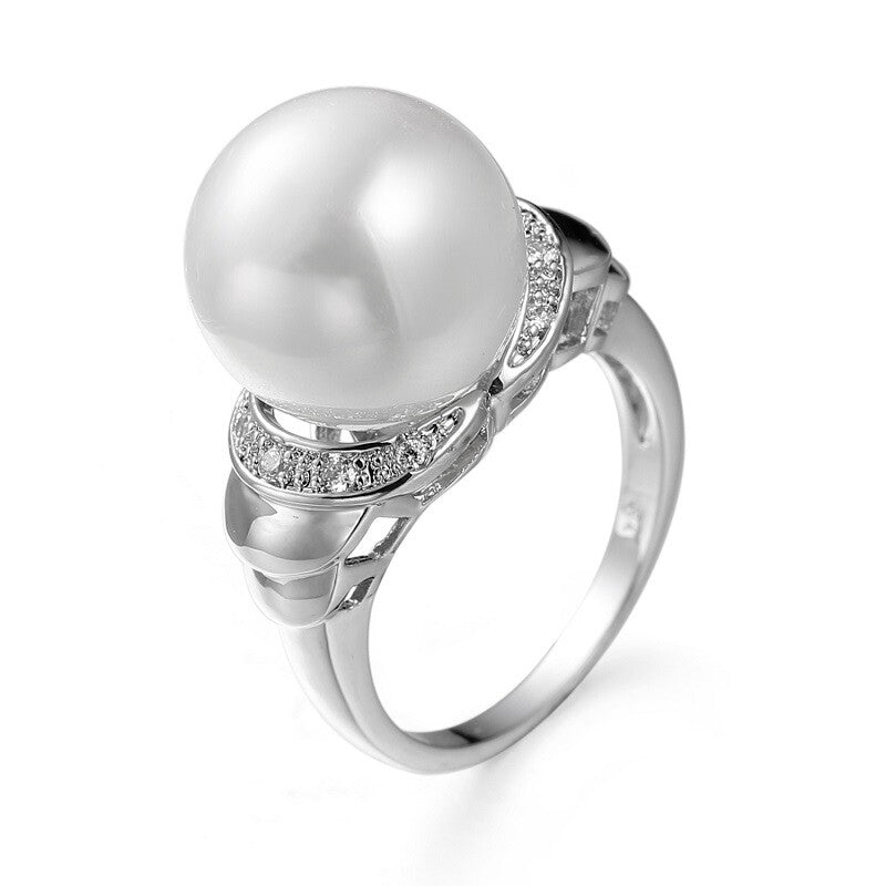 Charming Rhinestones Pearl Silver Ring YongxiJewelry 2