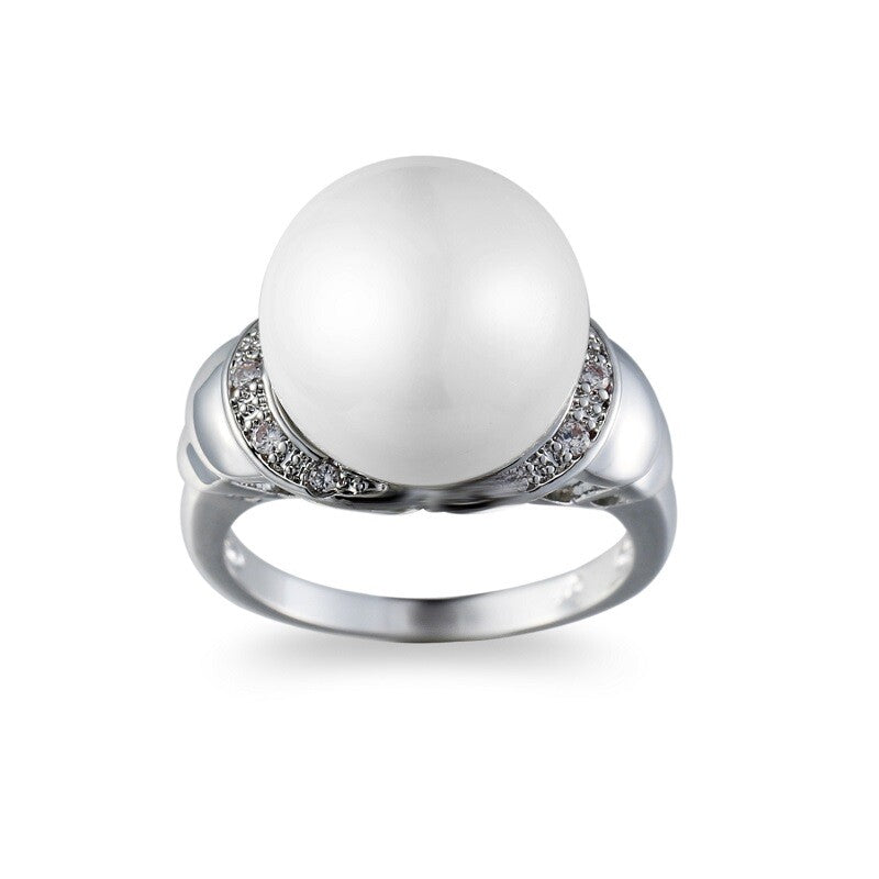 Charming Rhinestones Pearl Silver Ring YongxiJewelry 4