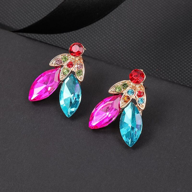 Charmming Multicolor Zircon Teardrop Necklace and Earrings Set YongxiJewelry  3