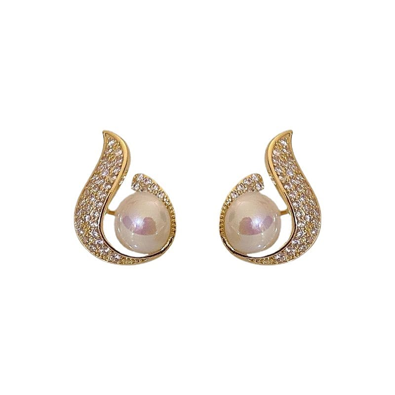 Classic Geometric Rhinestone Pearl Earrings YongxiJewelry 6