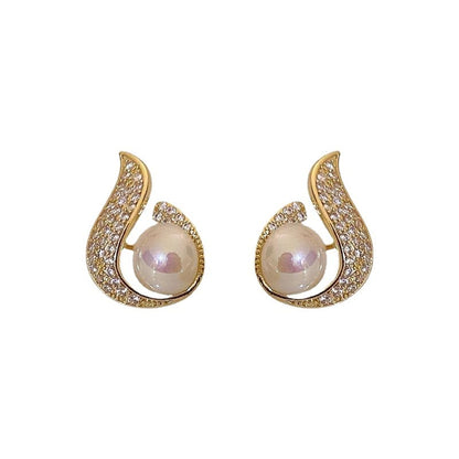 Classic Geometric Rhinestone Pearl Earrings YongxiJewelry 6