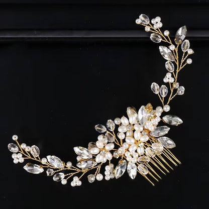 Crystal And Pearl Bridal Hair Comb YongxiJewelry 2