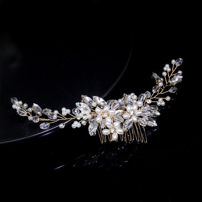 Crystal And Pearl Bridal Hair Comb YongxiJewelry 3