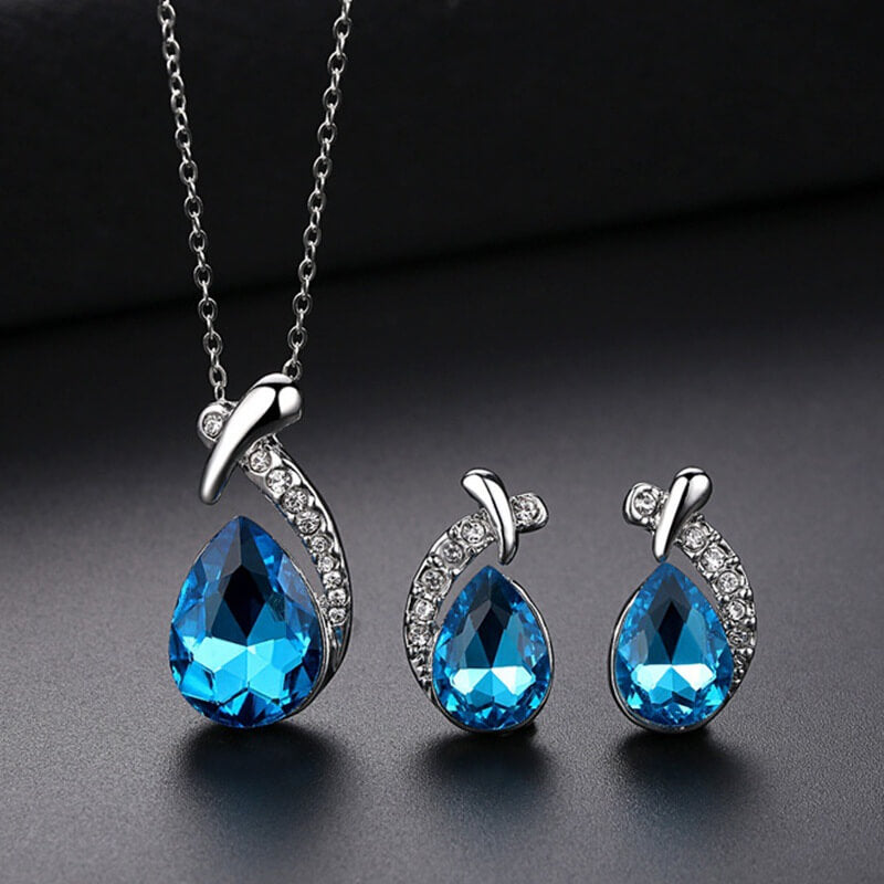 Crystal Necklace and Earrings Set YongxiJewelry 1