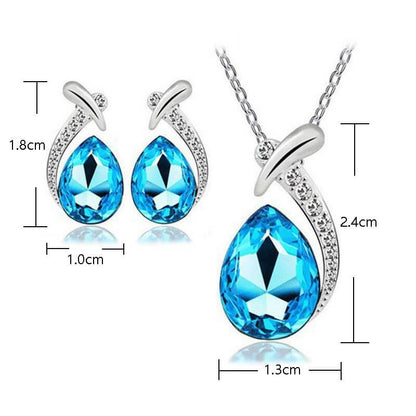 Crystal Necklace and Earrings Set YongxiJewelry 3