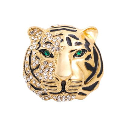 Dual-Tone Tiger Head Brooch YongxiJewelry 1