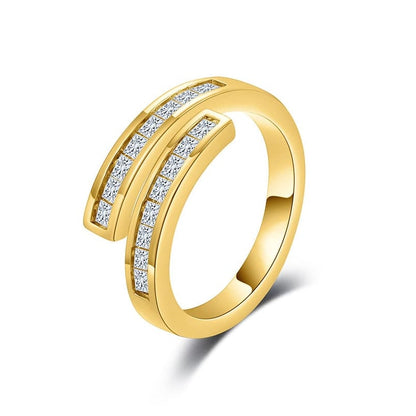 Elegant Band Ring with Sparkling Accents YongxiJewelry  gold