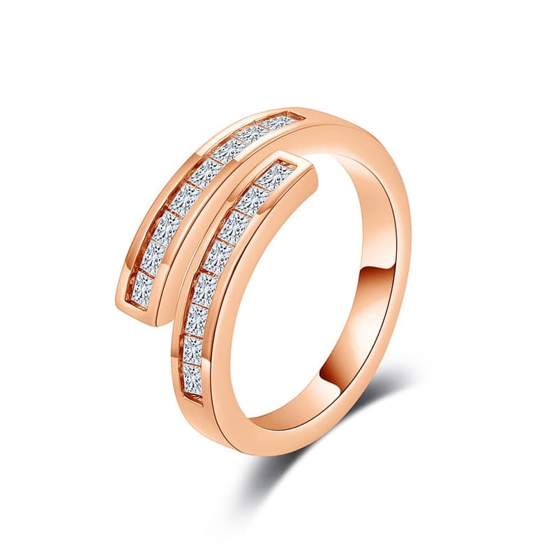 Elegant Band Ring with Sparkling Accents YongxiJewelry  rose gold