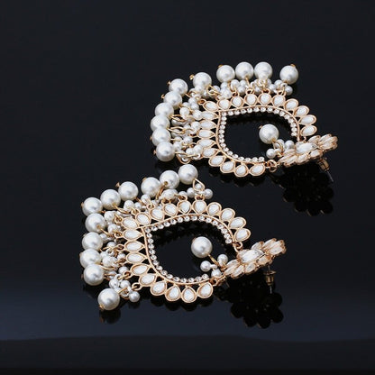 Elegant  Chandelier Zircon Pearl Earrings YongxiJewelry  7