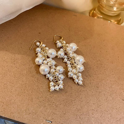 Elegant Cluster Pearl Earrings YongxiJewelry 1