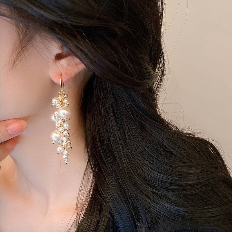 Elegant Cluster Pearl Earrings YongxiJewelry 7