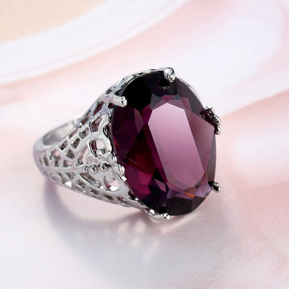 Elegant Oval Purple Zircon Silver Ring YongxiJewelry 1