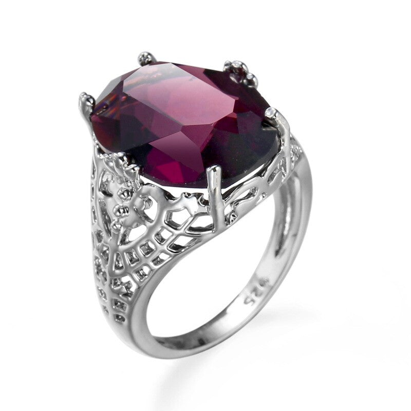 Elegant Oval Purple Zircon Silver Ring YongxiJewelry 3