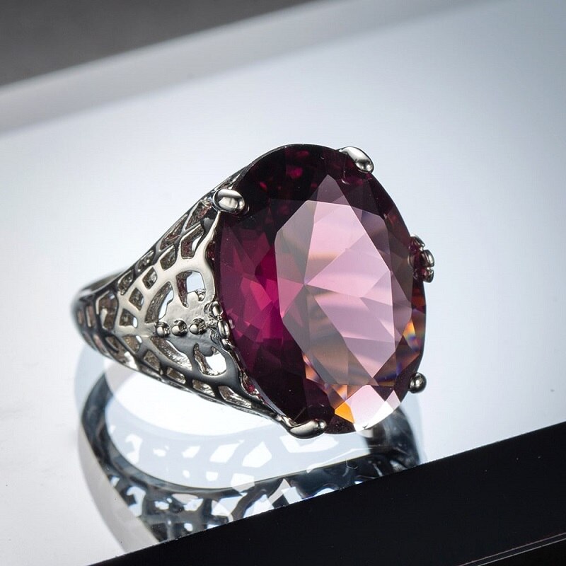 Elegant Oval Purple Zircon Silver Ring YongxiJewelry 4