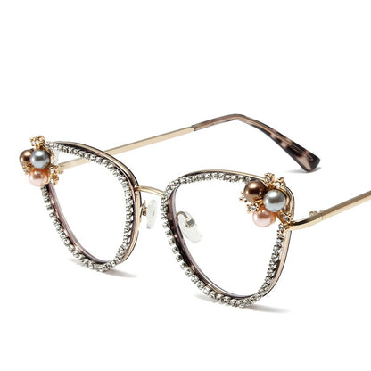 Rhinestone Pearl Glasses YongxiJewelry Leopard