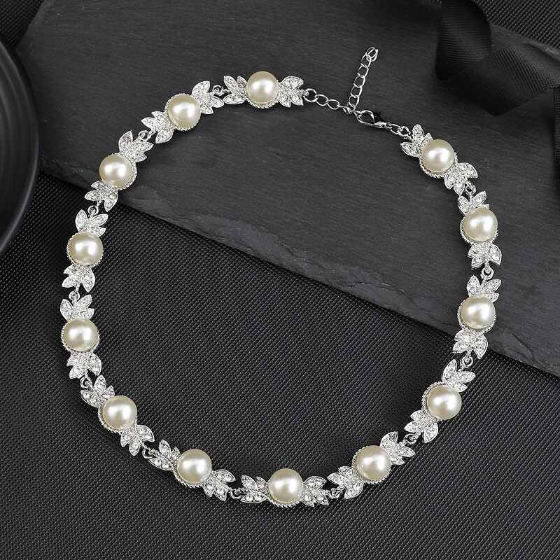 Elegant Pearl & Silver Leaf Motif Jewelry Set YongxiJewelry 4