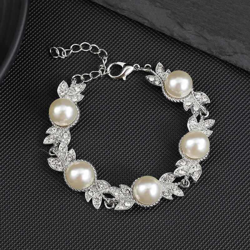 Elegant Pearl & Silver Leaf Motif Jewelry Set YongxiJewelry 5