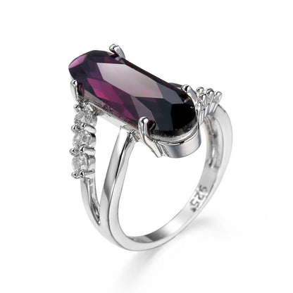 Elegant Purple Rhinestone Silver Ring 2