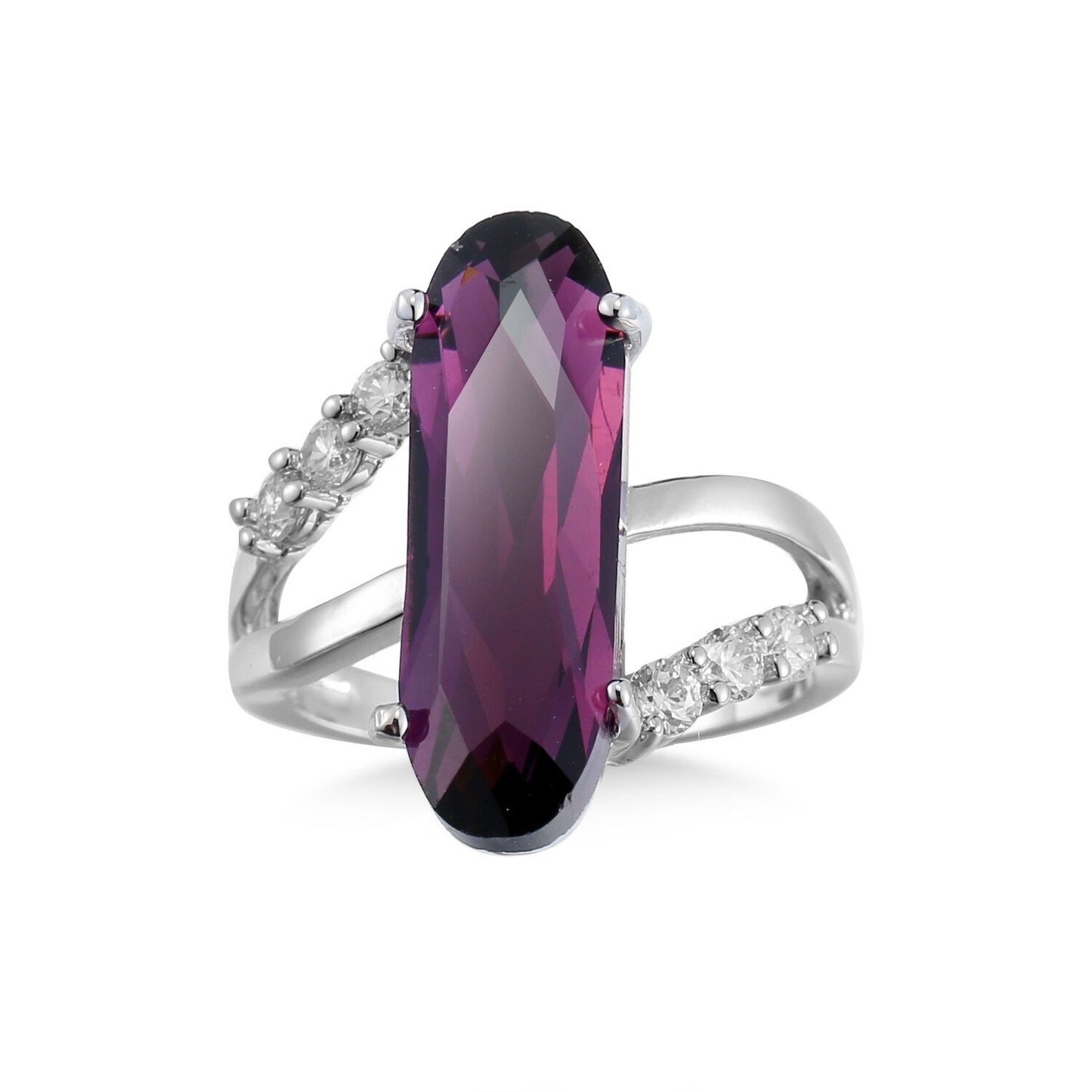 Elegant Purple Rhinestone Silver Ring 3