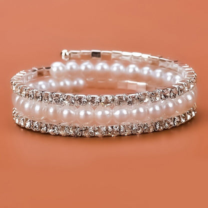 Elegant Rhinestones and Pearl Bracelet YongxiJewelry  1