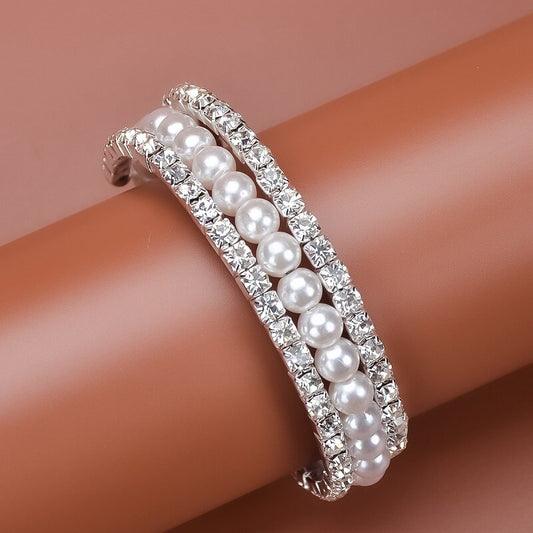 Elegant Rhinestones and Pearl Bracelet YongxiJewelry  2