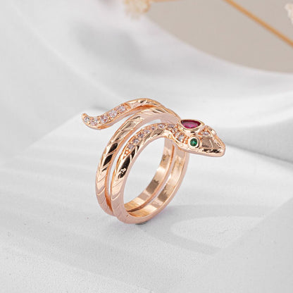 Elegant Snake Ring with Gemstone Accents YongxiJewelry 2