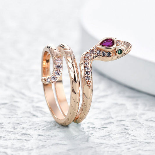 Elegant Snake Ring with Gemstone Accents YongxiJewelry 4