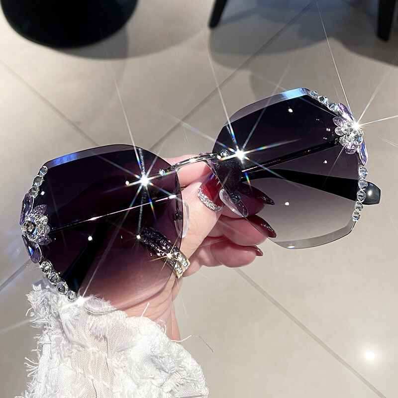 Embellished Crystal Sunglasses YongxiJewelry Grey